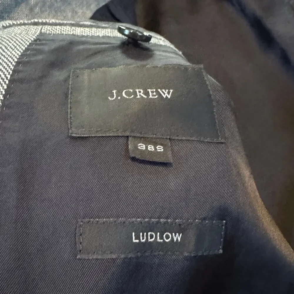J.Crew Ludlow Linen Cotton Blazer Gray Tailored Sport Coat Mens 38S